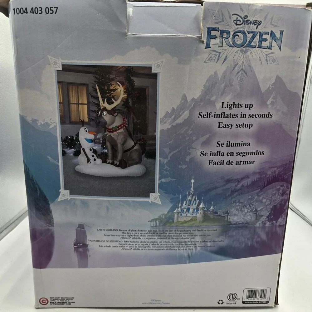 Gemmy Disney Frozen 7 Ft Olaf & Sven Scene Christmas Decor Airblown Inflatable